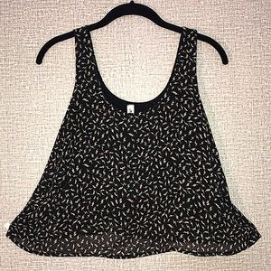 Final Touch Black Pattern Flowy Crop Tank sz S